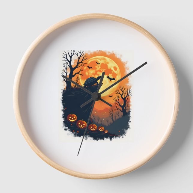 Horloge Drôle Tortoise Halloween Silhouette Tortois Éffray (Recto)