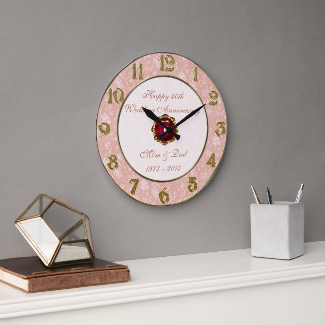 Horloge du 40e anniversaire du Mariage Damask (Bureau)