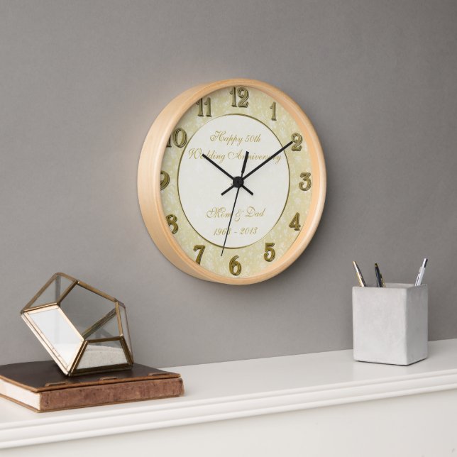 Horloge du 50e anniversaire du Mariage Damask (Bureau)