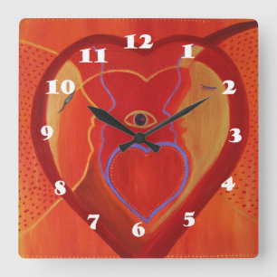 Horloge du Carré du coeur rouge