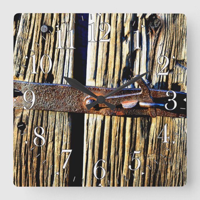 Horloge du chalet en bois rustique et fer métalliq (Recto)