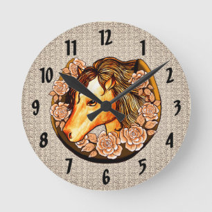 Horloge du cheval rose