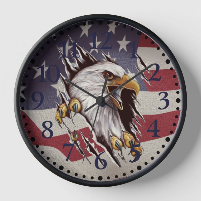 Horloge du drapeau américain Freedom Bald Eagle (Recto)