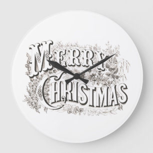 HORLOGE DU MUR ACRYLIQUE AVEC VINTAGE "MERRY CHRIS
