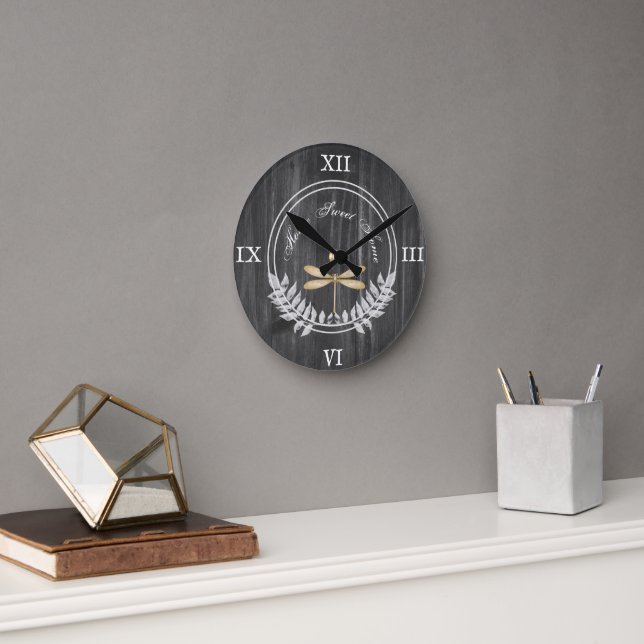 Horloge du mur acrylique rustique de la libellule  (Bureau)