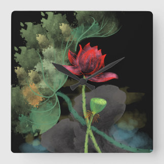 Horloge du mur de fleurs Lotus
