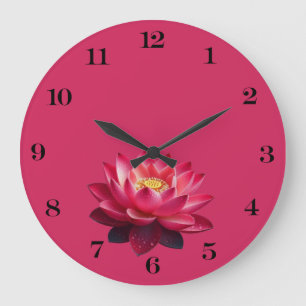 Horloge du mur rouge Lotus