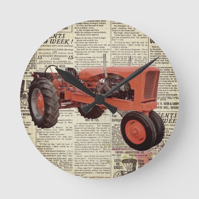 Horloge du tracteur à paroi ronde (Recto)