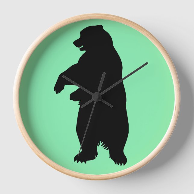 HORLOGE ÉCRAN GRIZZLY OURS TISSU ÉCRAN MUR RUSTIQUE (Recto)