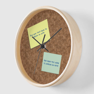 Horloge Effet Corkboard avec le bureau des notes collantes