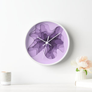 Horloge Effet Dimensionnel Élégant Couches Violettes Ombre