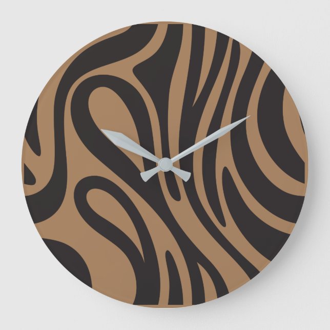 Horloge Effet Zèbre Africain.Nature et minimaliste Large Clock (Front)