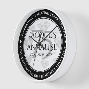 Horloge Élégant 75e anniversaire de Mariage de diamant