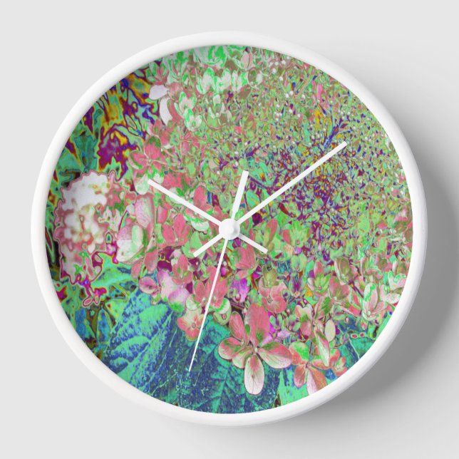Horloge Élégant Corail et Chartreuse Limelight Hydrangea (Recto)