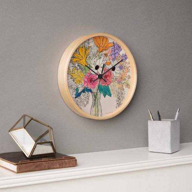 Horloge Elégant design d'horloge florale (Bureau)