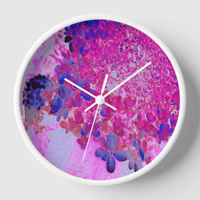 Horloge Elégant Fuchsia et bleu foncé Limelight Hydrangea (Recto)