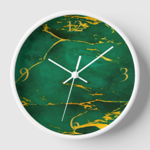 Horloge Élégant marbre vert émeraude et or