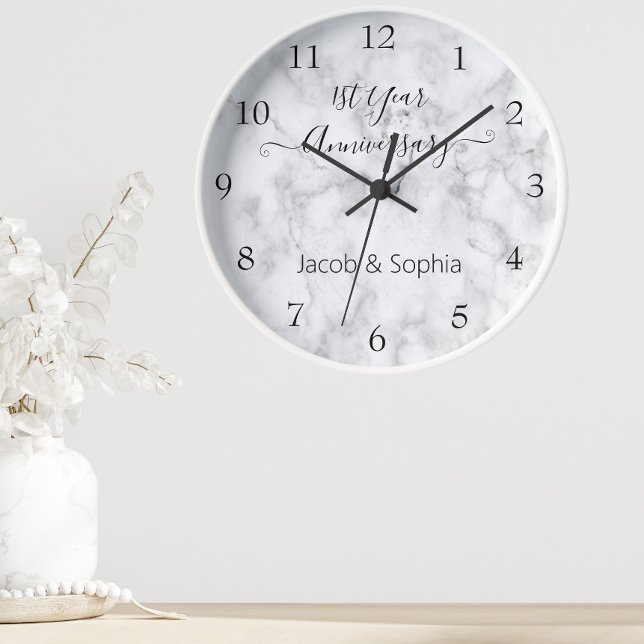 Horloge Élégant Mariage de l'anniversaire de marbre person (Créateur téléchargé)