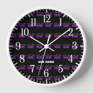 HORLOGE ÉLÉGANT MODERNE PERSONNALISABLE NOIR MARQUE VÉRIFI