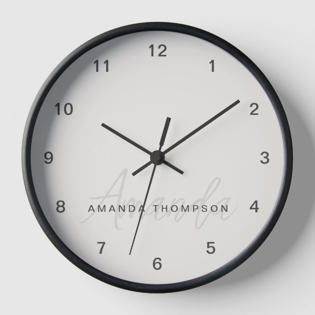 Horloge Élégant Moderne Personnalisé Avec Le Nom Monogramm (Recto)