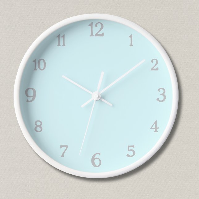 Horloge Élégant nombre de gris clair | Classique Pastel Cy (Créateur téléchargé)