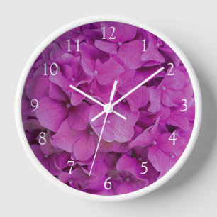 Horloge Elégante magenta rose hydrangée florale roses