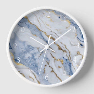 Horloge Elégante motif en granit bleu blanc