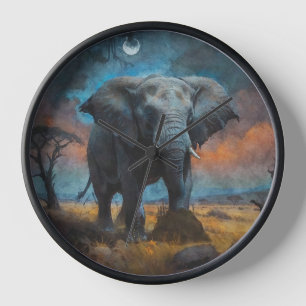 Horloge Eléphant africain à Dusk