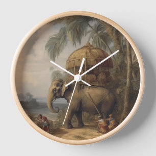 Horloge éléphant botanique vintage avec howdah aussi