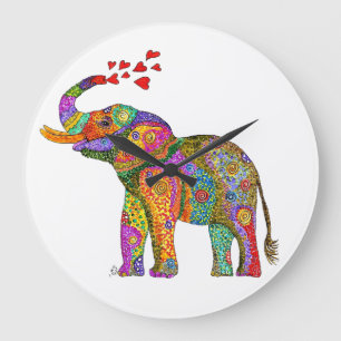 Horloge Eléphante mignonne et colorée