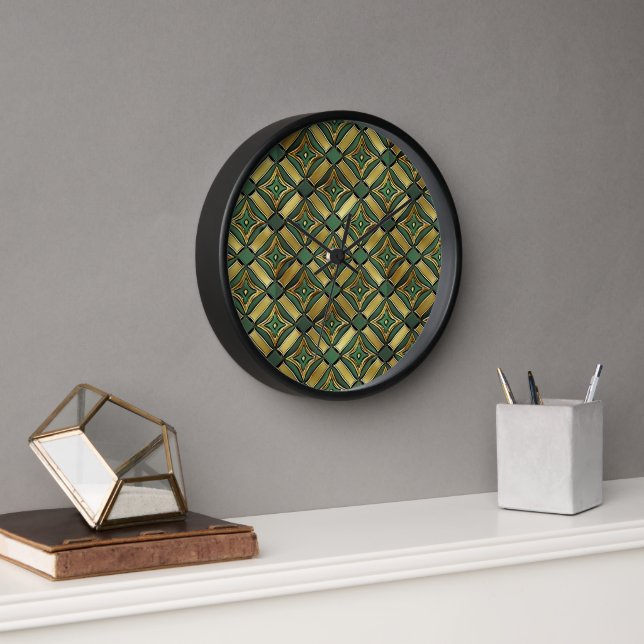 Horloge Emerald & Gold Art Déco (Bureau)