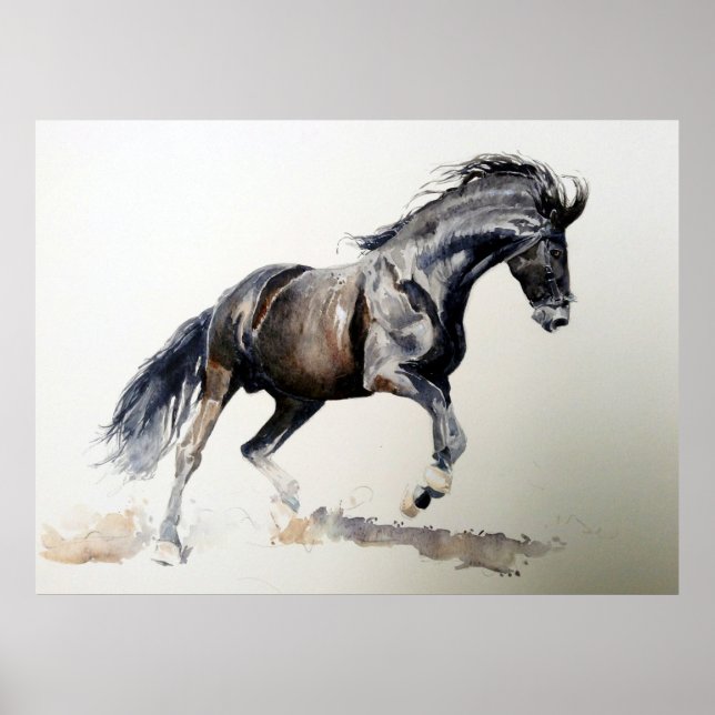 Horloge En Aquarelle Portrait Poster Imprimer (Devant)