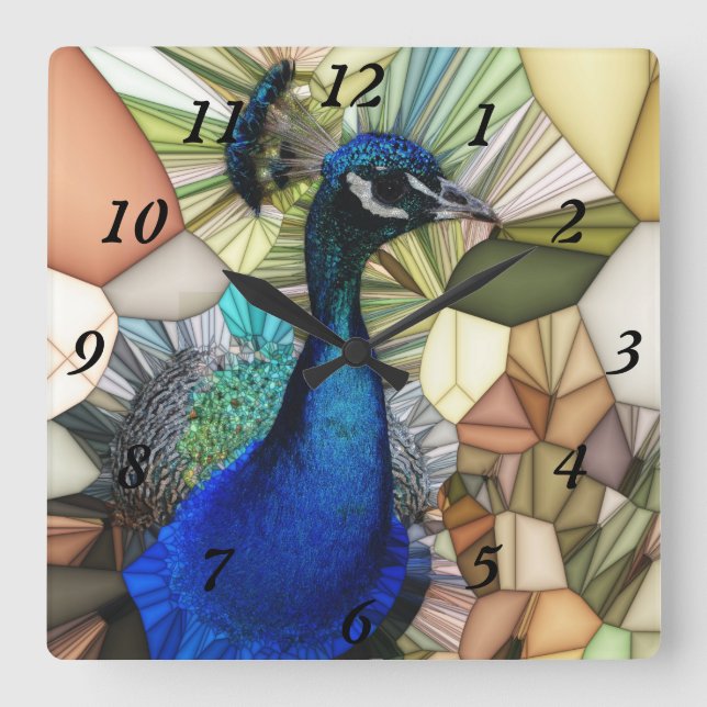 Horloge en mosaïque de Peacock colorée (Recto)