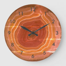 Horloge en pierre orange de tranche d'agate avec