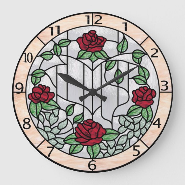 horloge en vitrail fleuri (Recto)