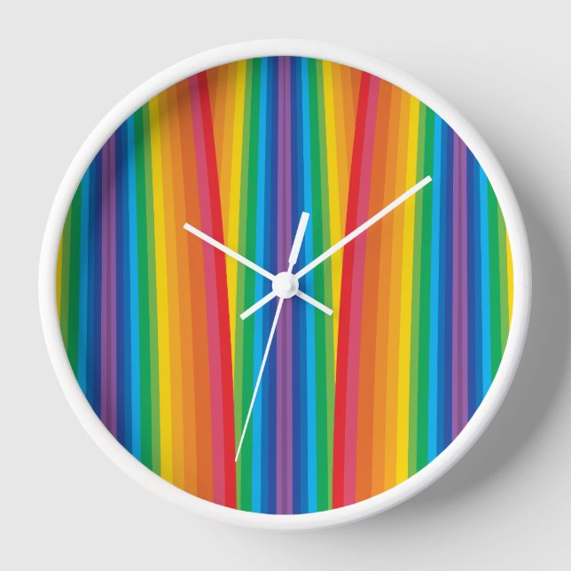 Horloge encadrée en bois Retro Rainbows (Recto)