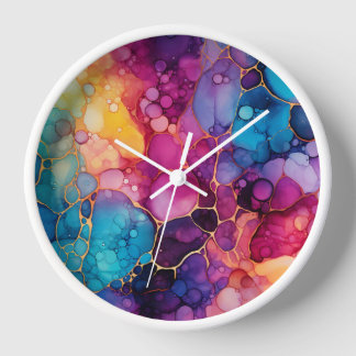 Horloge Encre d'alcool Abstrait fluide |