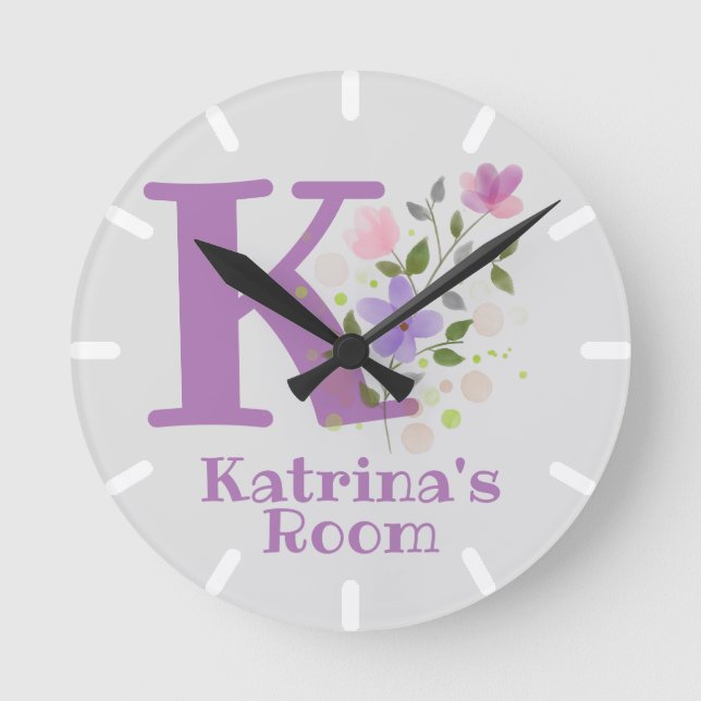 Horloge Enfants avec nom et initiale (Recto)