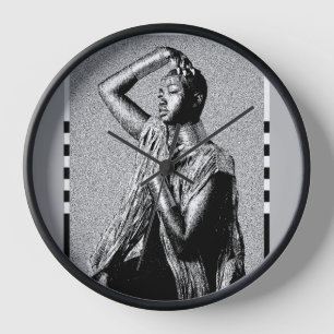 Horloge ethnique – Illustration à l'encre et au st