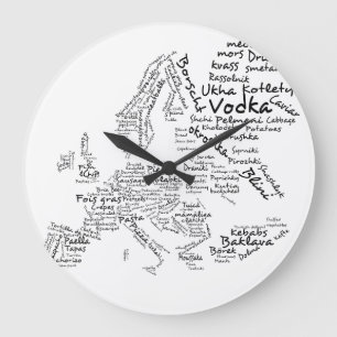 Horloge européenne de cuisine de carte de