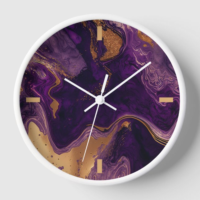 Horloge Fabuleux effet marbre en violet et or - Mur (Recto)