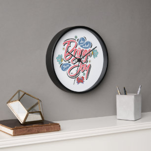 Horloge Faites ce qui vous apporte Joy Floral et citation 