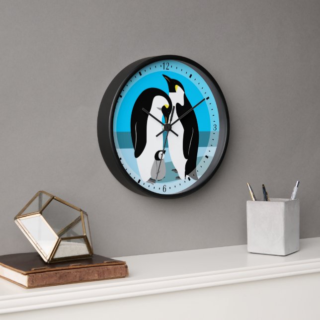 Horloge Famille Penguin Avec Bébé Poussin (Bureau)