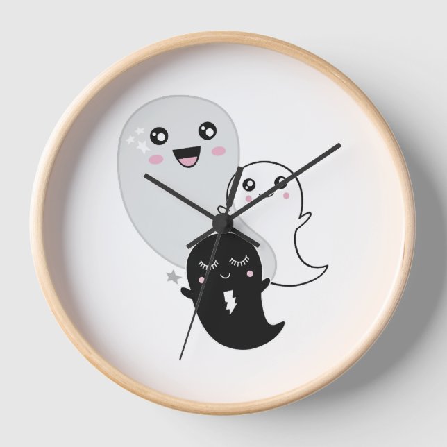 Horloge fantômes mignons halloween kawaii (Recto)