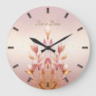 Horloge Feuille rose Golden Florale