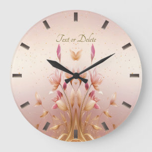 Horloge Feuille rose Golden Florale
