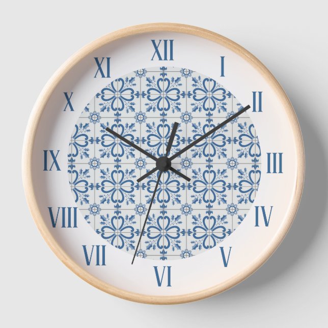 Horloge Feuilles saints de Noël et pétales de fleurs (Recto)