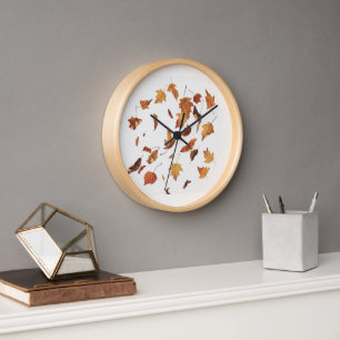 Horloge Feuilles sèches qui tombent 