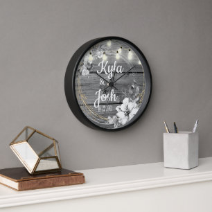 Horloge Feux à cordes Wreath Mariage rustique