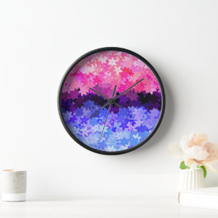 Horloge Fière Omnisexualité Groovy Boho Excentrique Floral